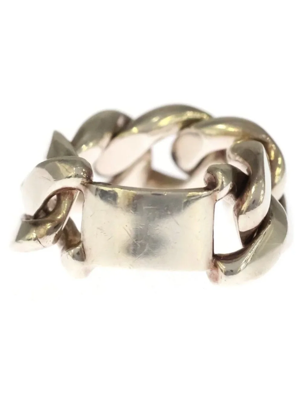 Bottega Veneta Chain Plate Ring Silver